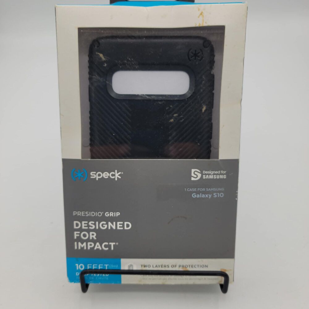 Speck Presidio Grip Case Samsung Galaxy S10 Black - NEW - Distressed Box
